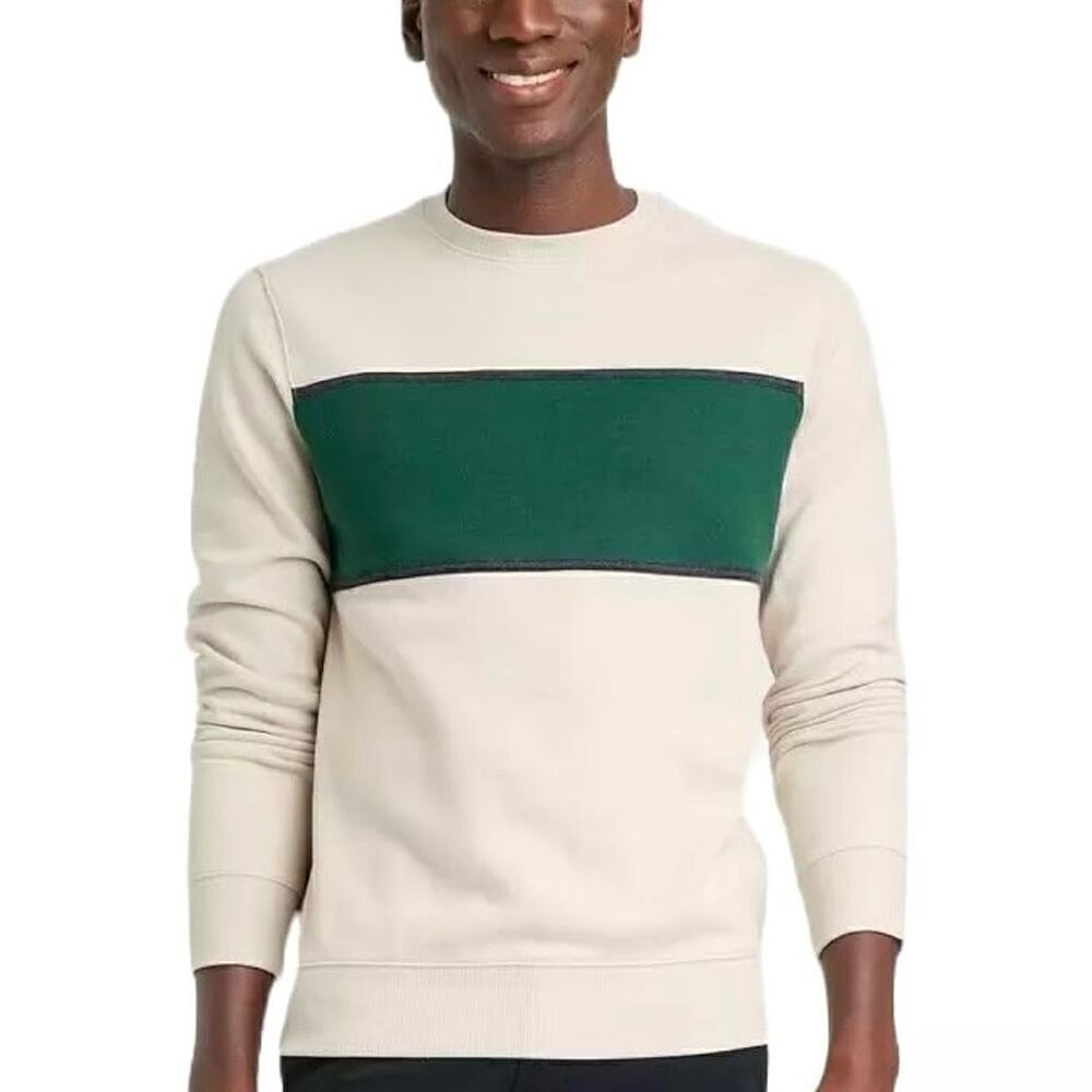 Goodfellow & co. lightweight Green tan stripe sweatshirt size XXL